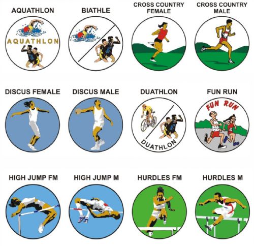 Athletics A-H pk of 5 25mm centres-